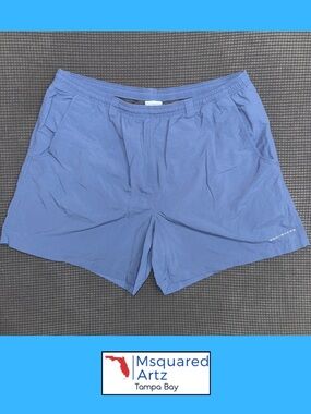 Columbia PFG Omni Shade Blue Fishing Shorts Mens XL 6 Inch Inseam